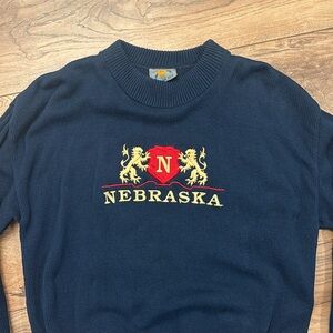 Vintage 80s Nebraska Embroidered Class Act Knit Sweater Size Medium